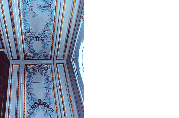 Antechamber wall and ceiling after restoration.<br />Palazzo Colonna, Rome, Italy.