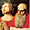 Left side: damaged and vandalized 14th century panel depicting King David and St. Jerome.<br />Right side: after restoration.<br />Galleria Colonna, Rome, Italy.